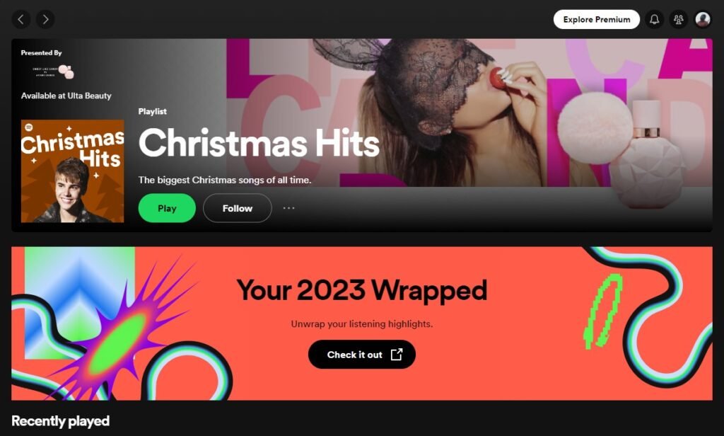 Spotify Wrapped home screen