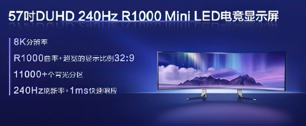 TCL 57 Inch DUHD 240Hz R1000 11000 Light Zones Mini LED Display
